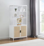 Amherst 3-shelf Radio Weave Cane Metal Accent Cabinet
