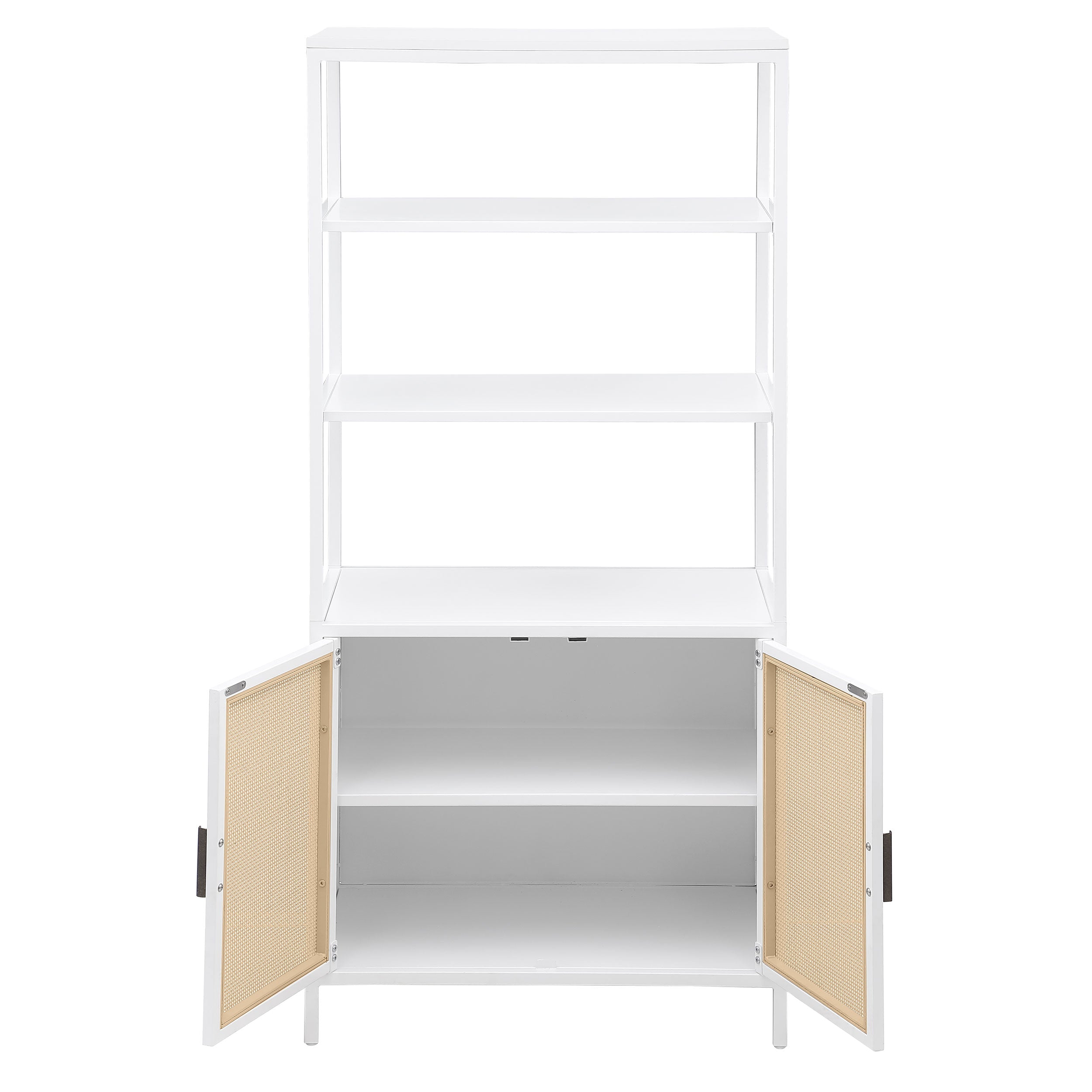 Amherst 3-shelf Radio Weave Cane Metal Accent Cabinet