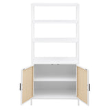Amherst 3-shelf Radio Weave Cane Metal Accent Cabinet