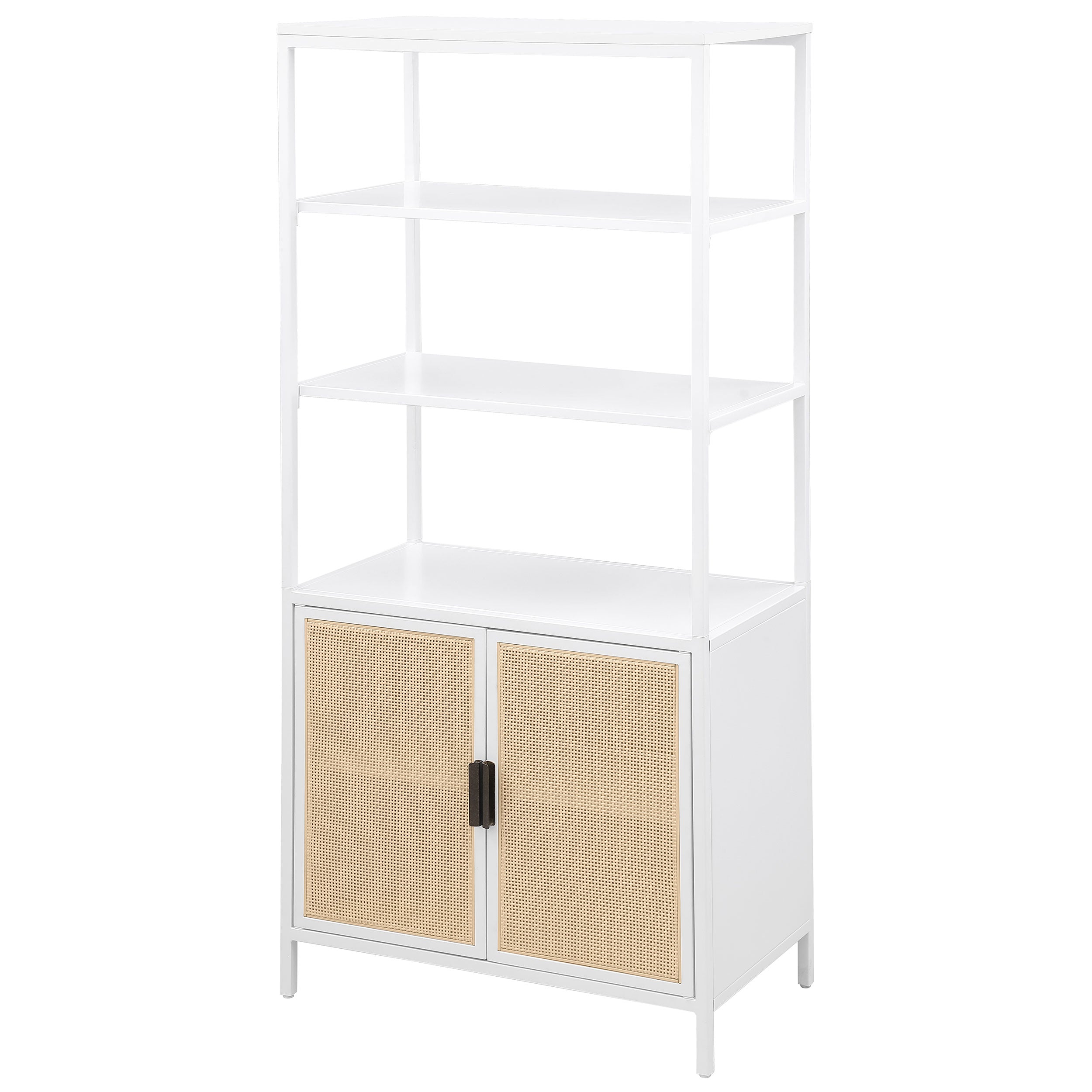 Amherst 3-shelf Radio Weave Cane Metal Accent Cabinet