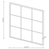 Quetzal 35 x 35 Inch Square Window Pane Wall Mirror Black