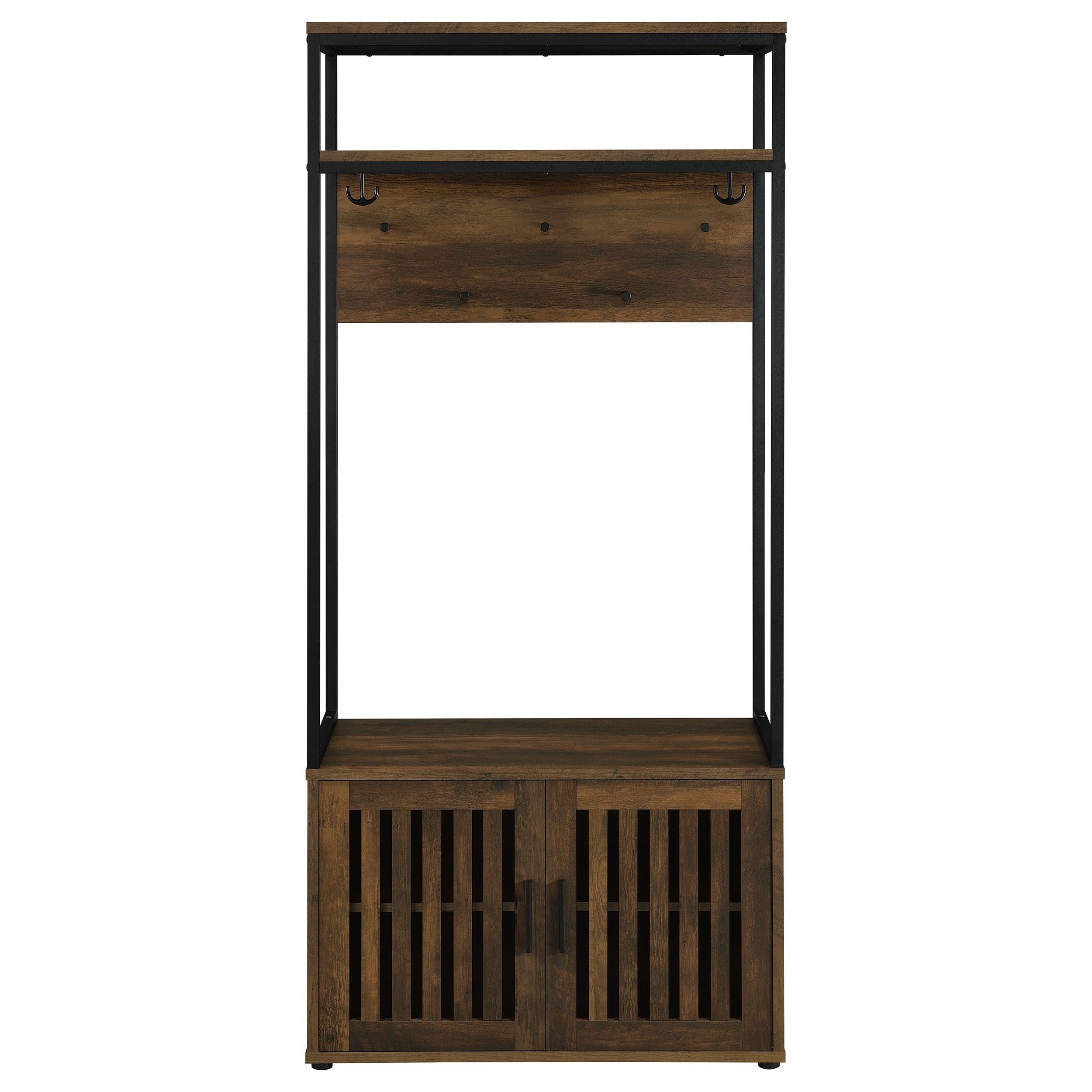 Quincy 2-door Coat Rack Hall Tree Storage Bench Dark Pine