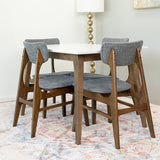 Dining Set , Alpine Small Table (White) With 4 Collins Chairs (Grey)