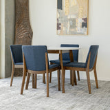 Aliana Dining Set With 4 Virginia Blue Chairs (White)