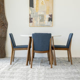 Aliana Dining Set With 4 Virginia Blue Chairs (White)