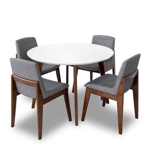 Aliana Dining Set With 4 Ohio Dark Gray Chairs (White)