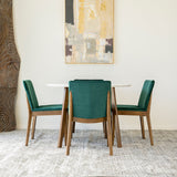 Aliana Dining Set With 4 Virginia Green Chairs (White)