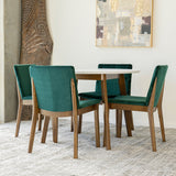 Aliana Dining Set With 4 Virginia Green Chairs (White)