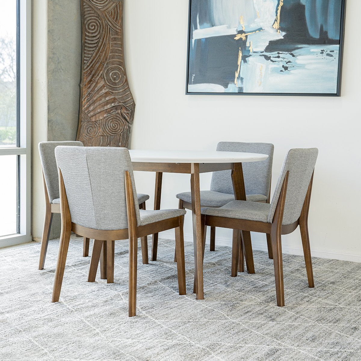 Aliana Dining Set With 4 Virginia Grey Chairs (White)