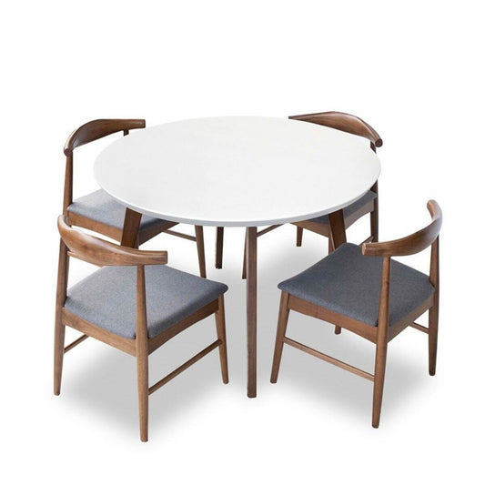 Aliana Dining Set With 4 Winston Gray Chairs (White)