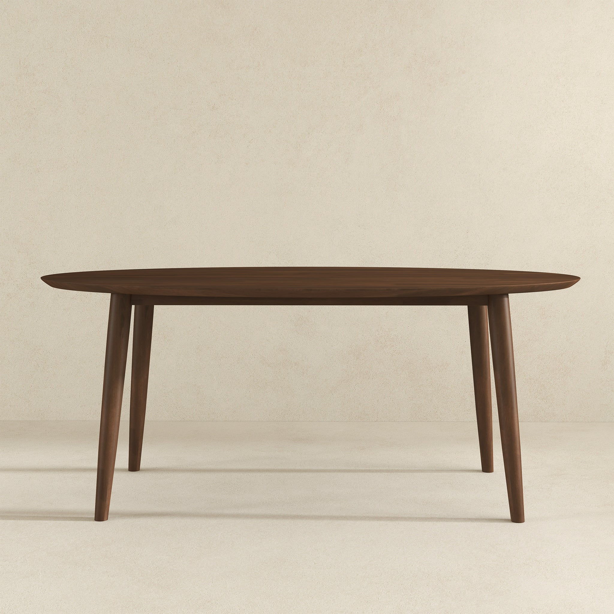 Ada Mid Century Modern Style Solid Wood Walnut Oval Dining Table