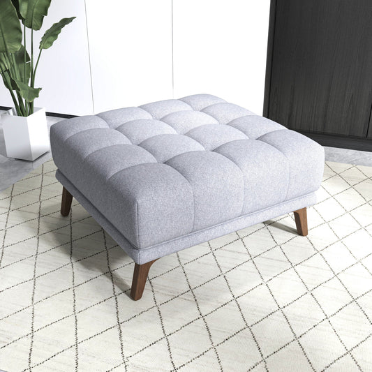 Addison Square Light Grey Upholstered Ottoman
