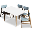 Adira (Small - White) Dining Set With 4 Collins (Grey) Dining Chairs