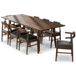 Adira Xlarge Walnut Dining Set With 8 Zola Black Leather Dining Chairs