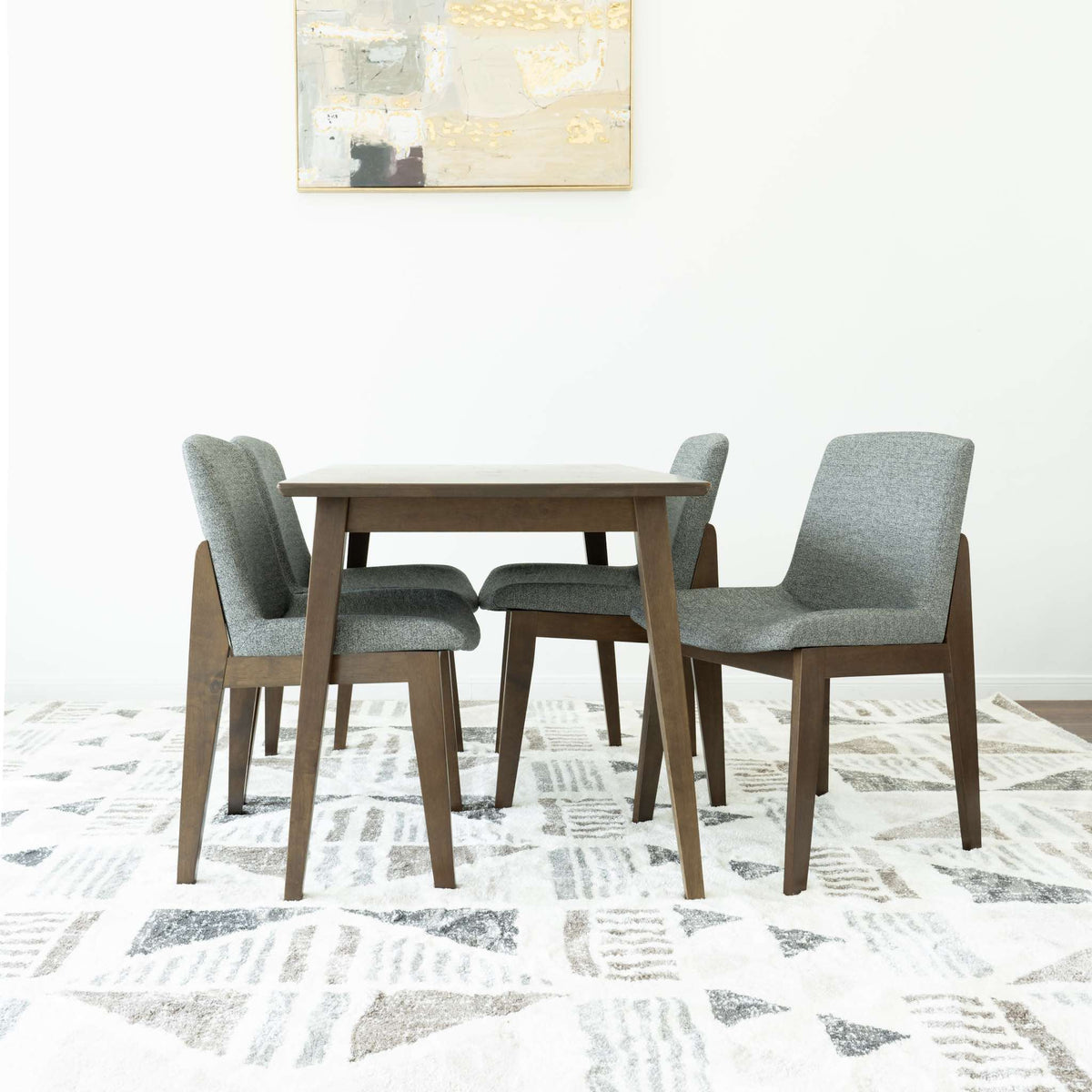 Small Adira Dining Set With 4 Ohio Dark Grey Dining Chairs (Walnut)