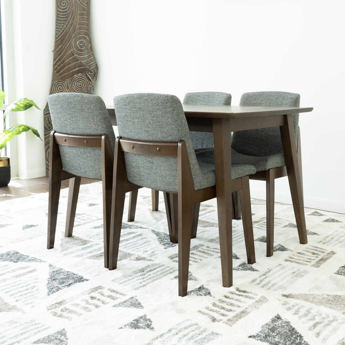 Small Adira Dining Set With 4 Ohio Dark Grey Dining Chairs (Walnut)