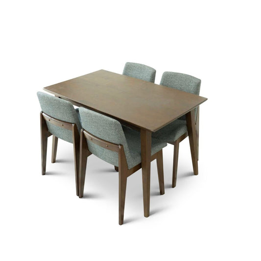 Small Adira Dining Set With 4 Ohio Dark Grey Dining Chairs (Walnut)