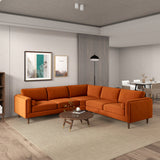 Amber Burnt Orange Velvet Corner Sectional Sofa