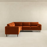 Amber Burnt Orange Velvet Corner Sectional Sofa