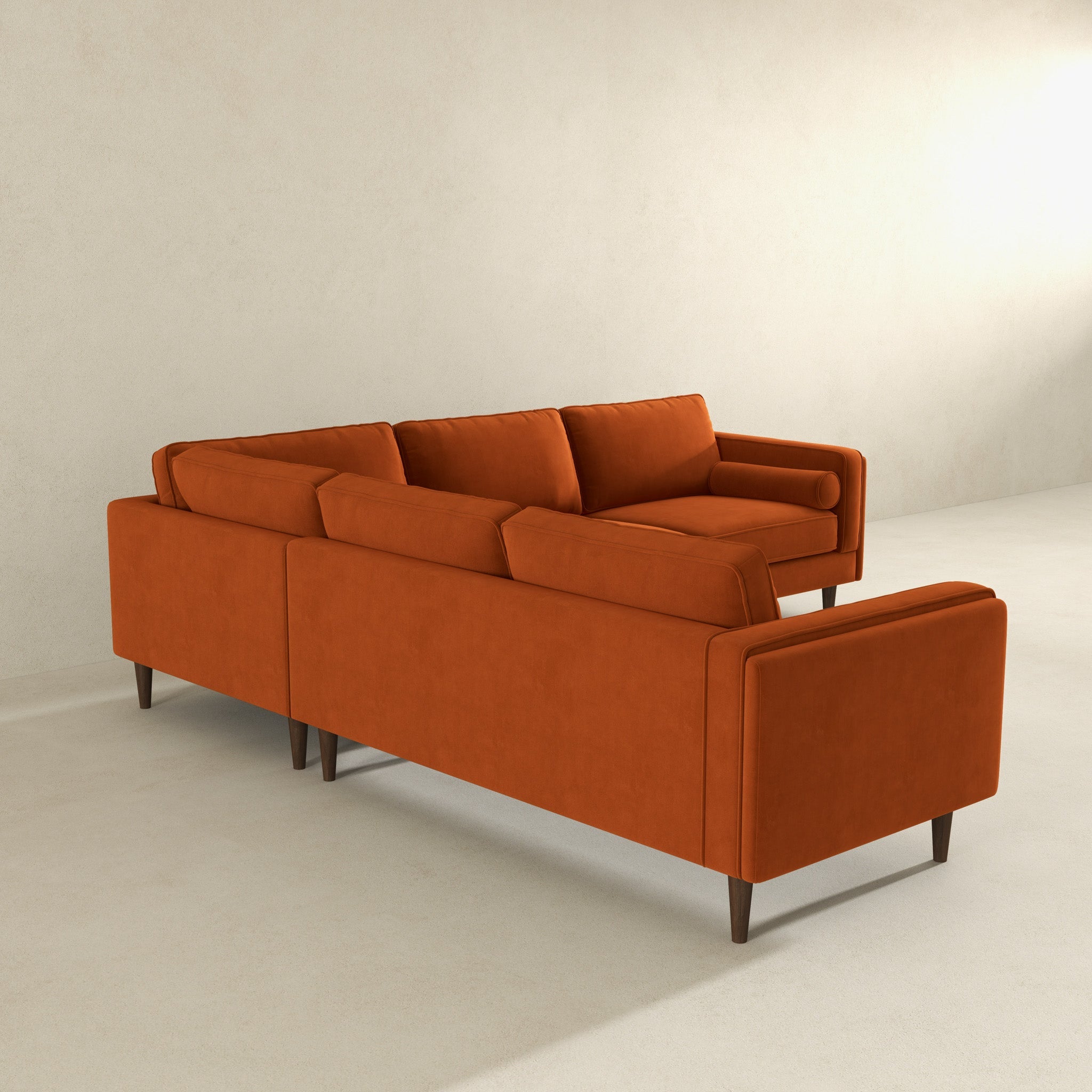 Amber Burnt Orange Velvet Corner Sectional Sofa