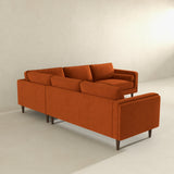 Amber Burnt Orange Velvet Corner Sectional Sofa