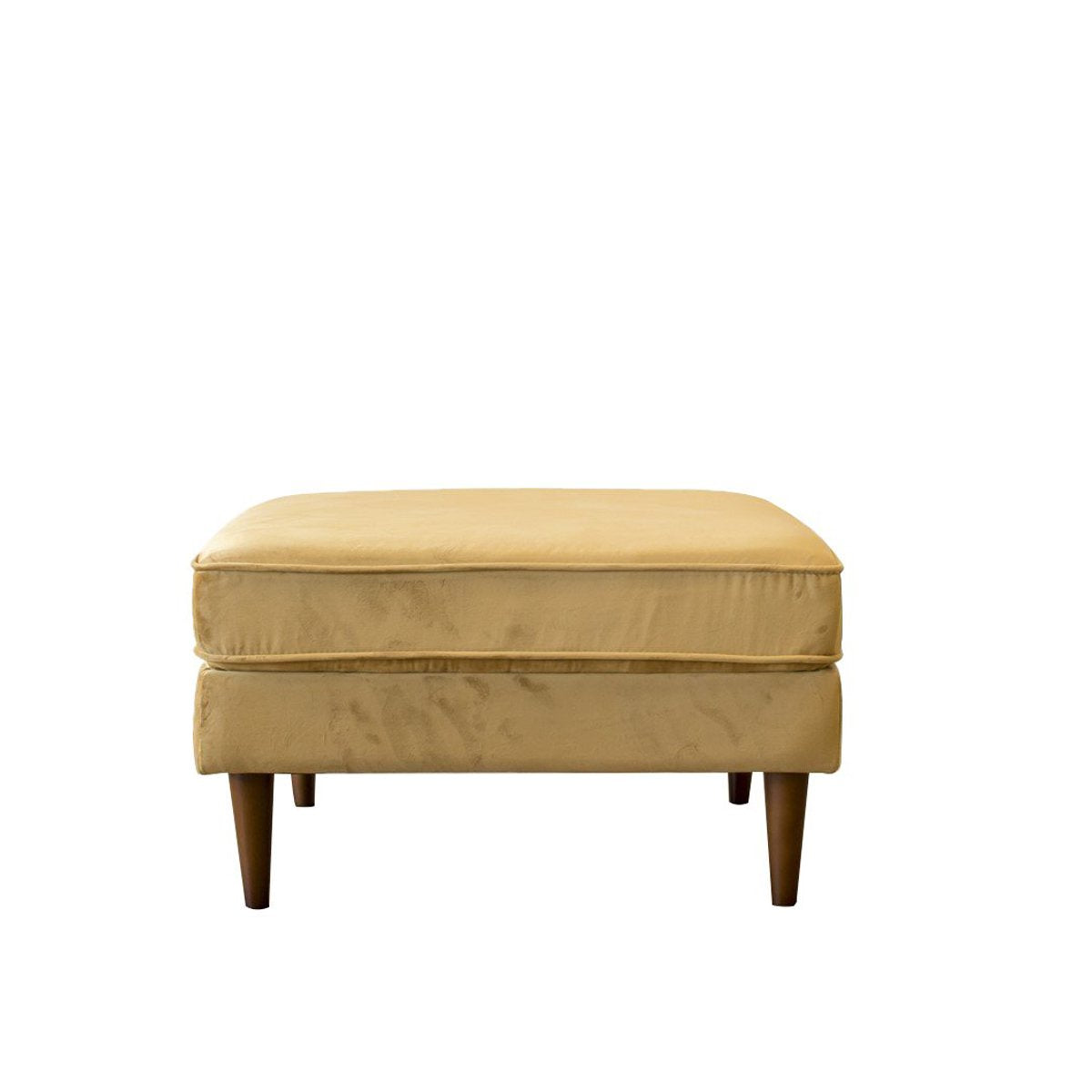 Amber Square Upholstered Ottoman (Yellow Velvet)