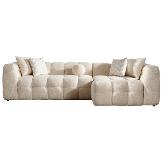 Aris Ivory Boucle Right Sectional Sofa