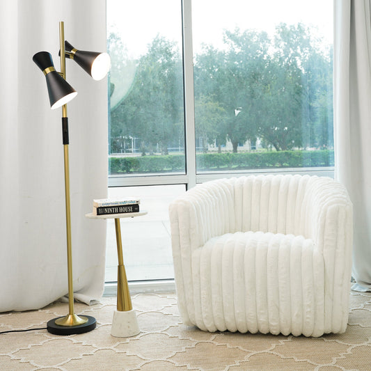 Axis Brassed Gold Floor Lamp with 4-Way Switch Double Spots with Metal Base