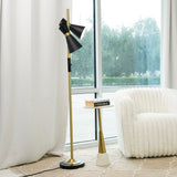 Axis Brassed Gold Floor Lamp with 4-Way Switch Double Spots with Metal Base