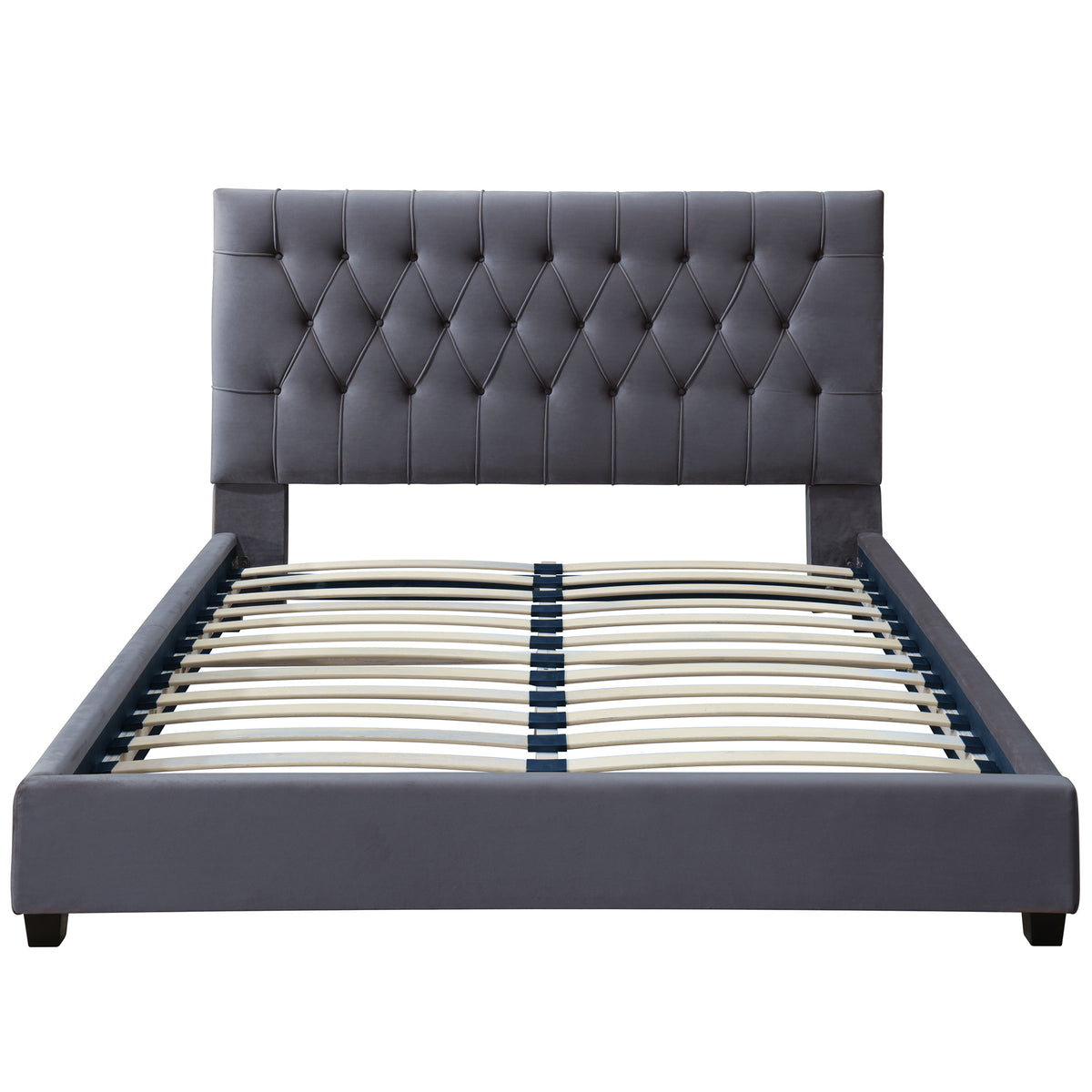 Eldridge Platform Bed (King - Gray Velvet)