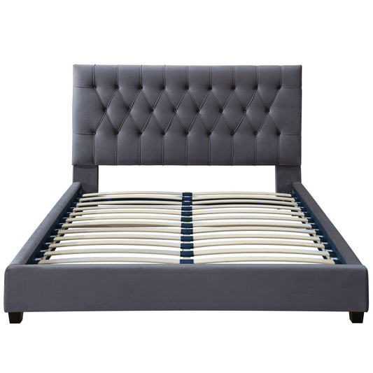 Eldridge Platform Bed (King - Gray Velvet)