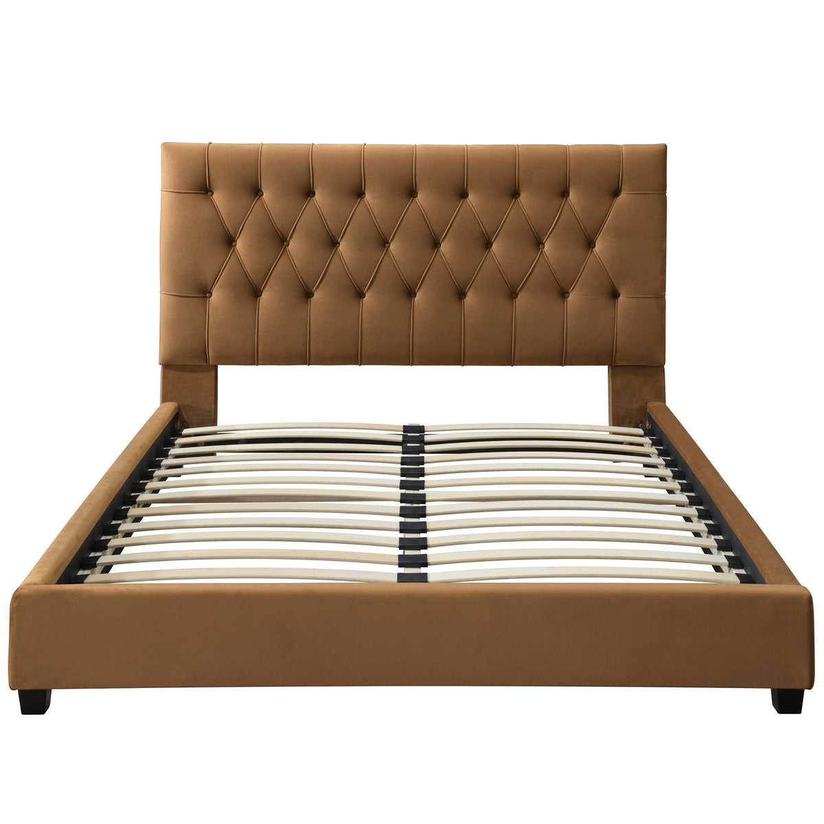 Eldridge Platform Bed (King - Cognac Velvet)