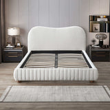 Norme Boucle Upholstered Queen Size Platform Bed In Cream