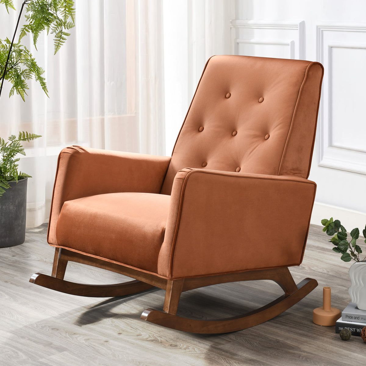 Windsor Rocking Chair ( Orange Velvet)