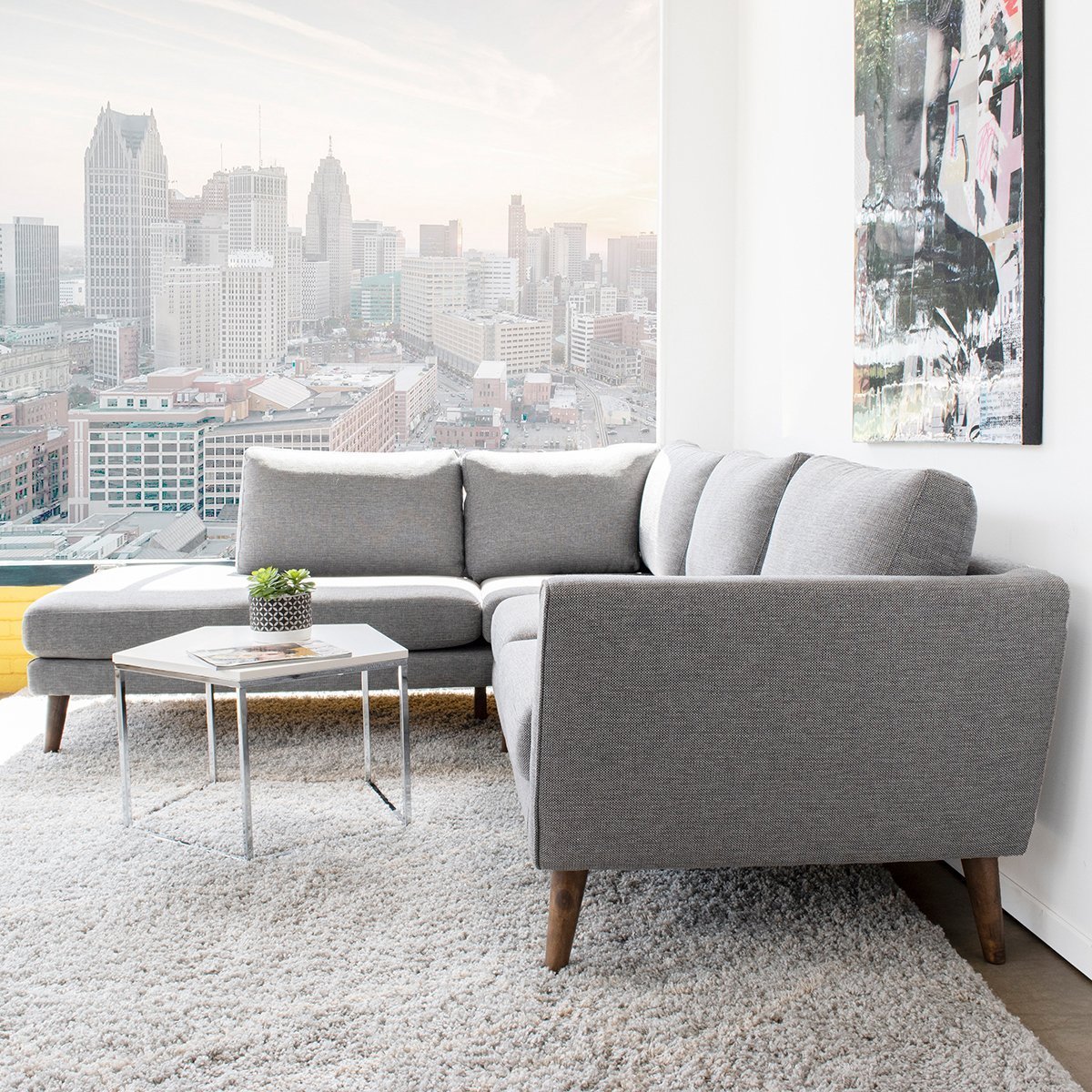 Bexley Grey Sectional Sofa Left Facing Chaise