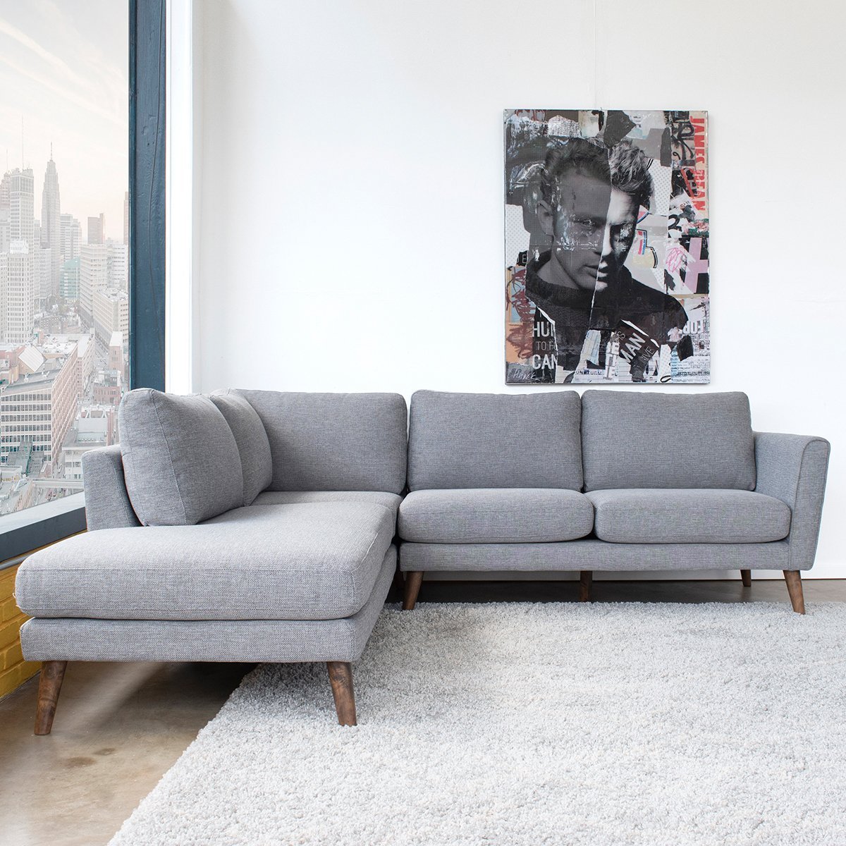 Bexley Grey Sectional Sofa Left Facing Chaise