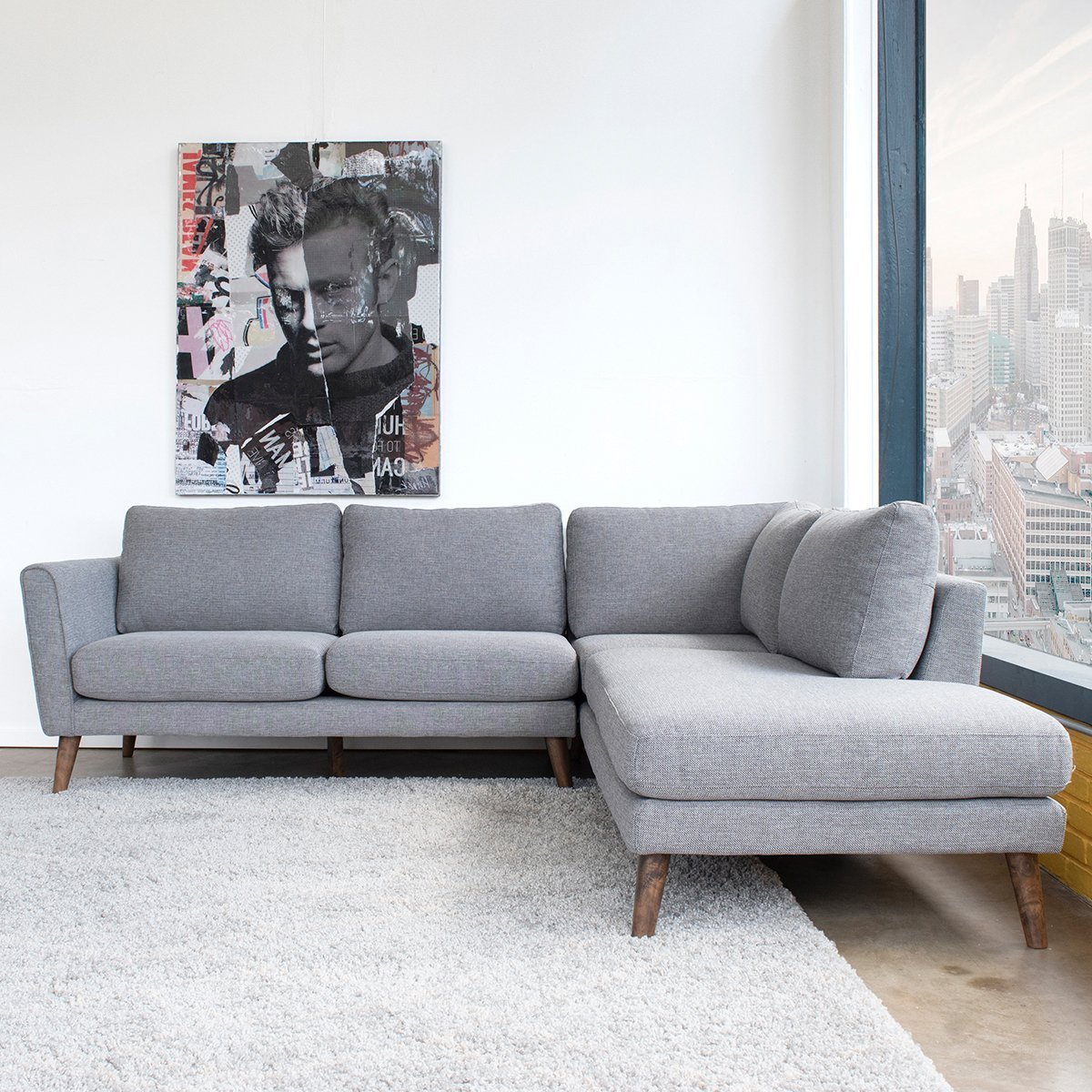 Bexley L Shape Grey Corner Sofa Right Facing