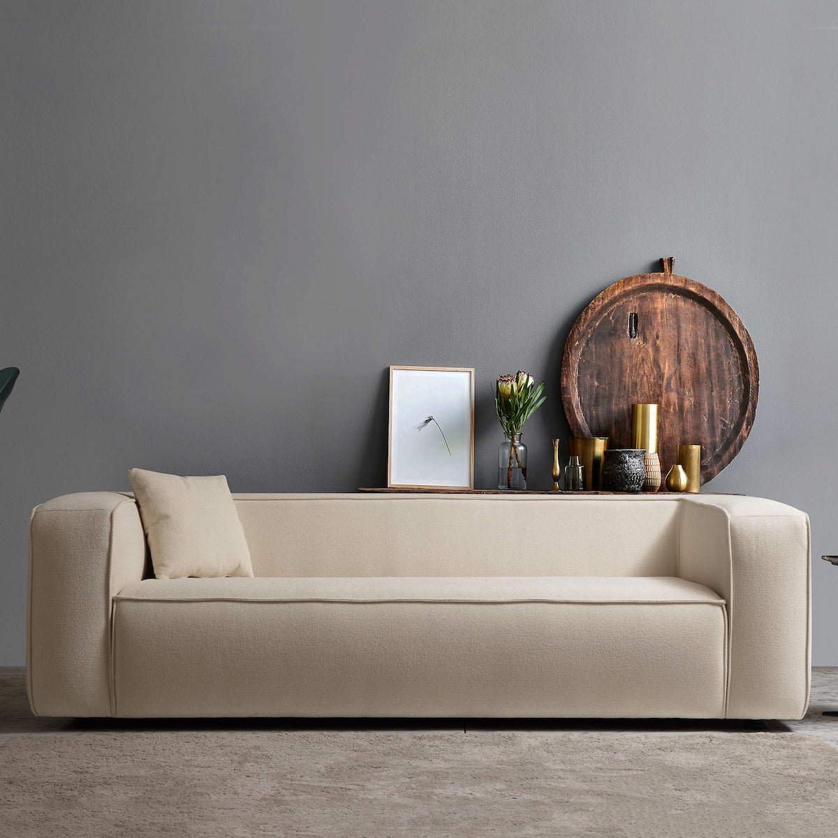 Barcelona Modern Boucle Sofa (Cream)