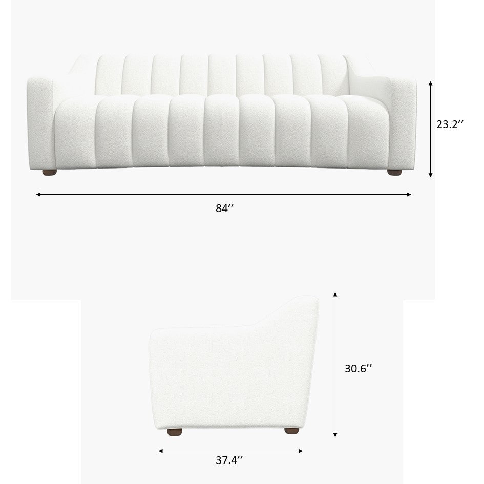 Bari Sofa (White Boucle Fabric)