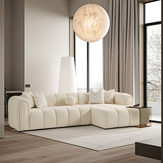 Bella Ivory Boucle Right Sectional Sofa