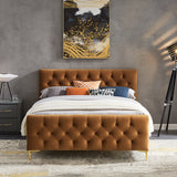 Beverly Platform Bed (Queen - Cognac Velvet)