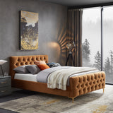 Beverly Platform Bed (Queen - Cognac Velvet)