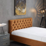 Beverly Platform Bed (Queen - Cognac Velvet)