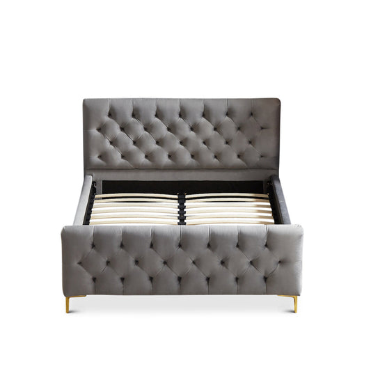 Beverly Platform Bed (Queen - Dark Grey Velvet)