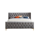 Beverly Platform Bed (King - Dark Grey Velvet)