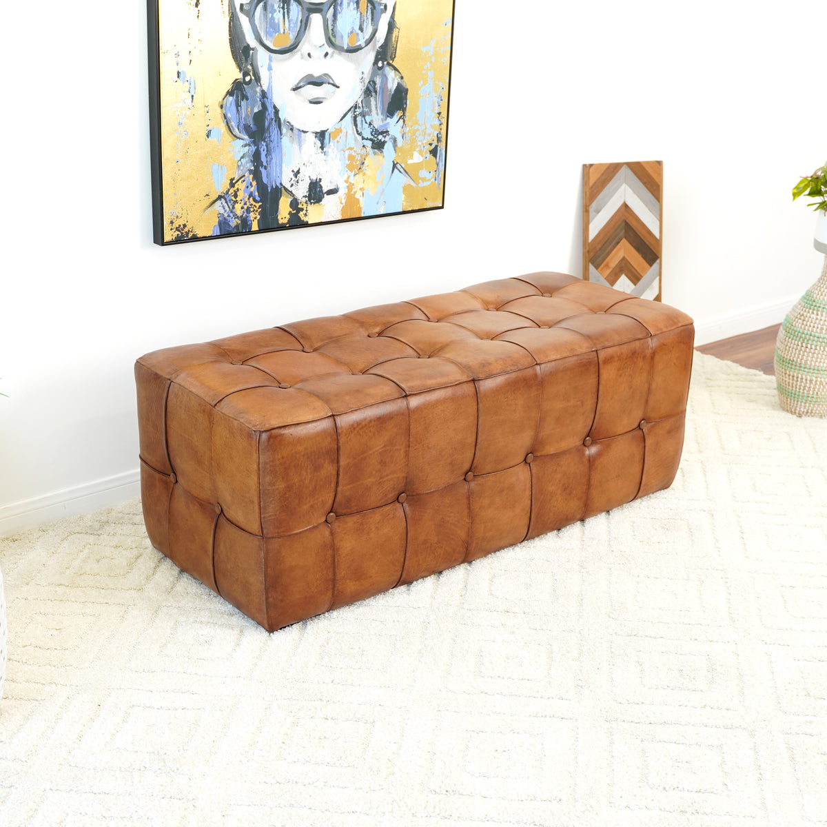 Bunta Bench (Tan - Leather)