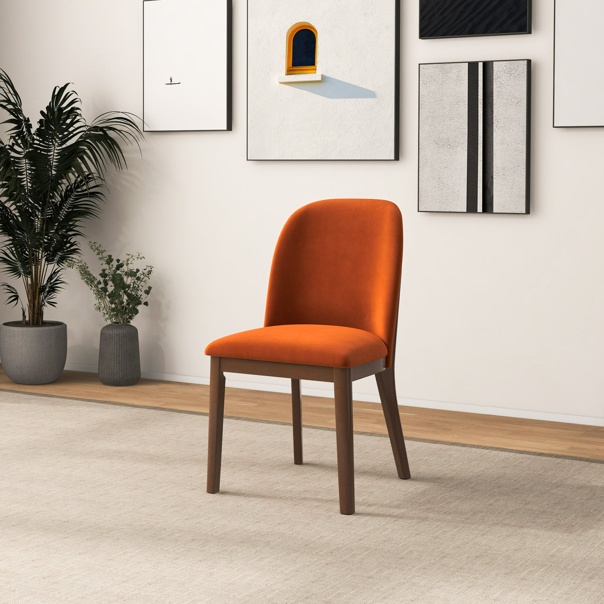 Belfast Burnt Orange Velvet Dining Chair