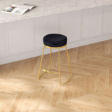 Jane 26" Luxury Black Upholstered Stool