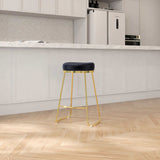 Jane 26" Luxury Black Upholstered Stool