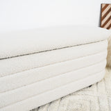 Cabana White Boucle Bench w/Storage